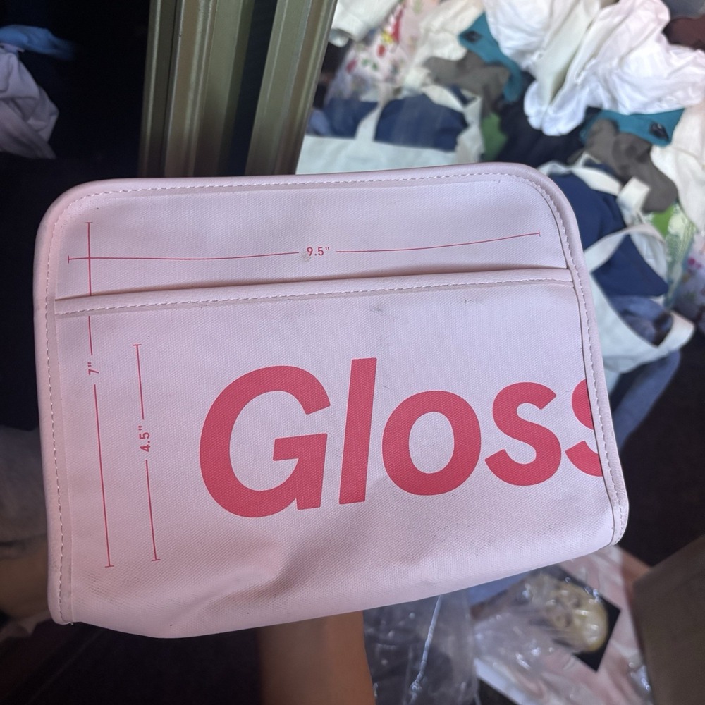 Glossier Beauty Bag Pink Vegan Leather Makeup Case Organizer with Felt Insert